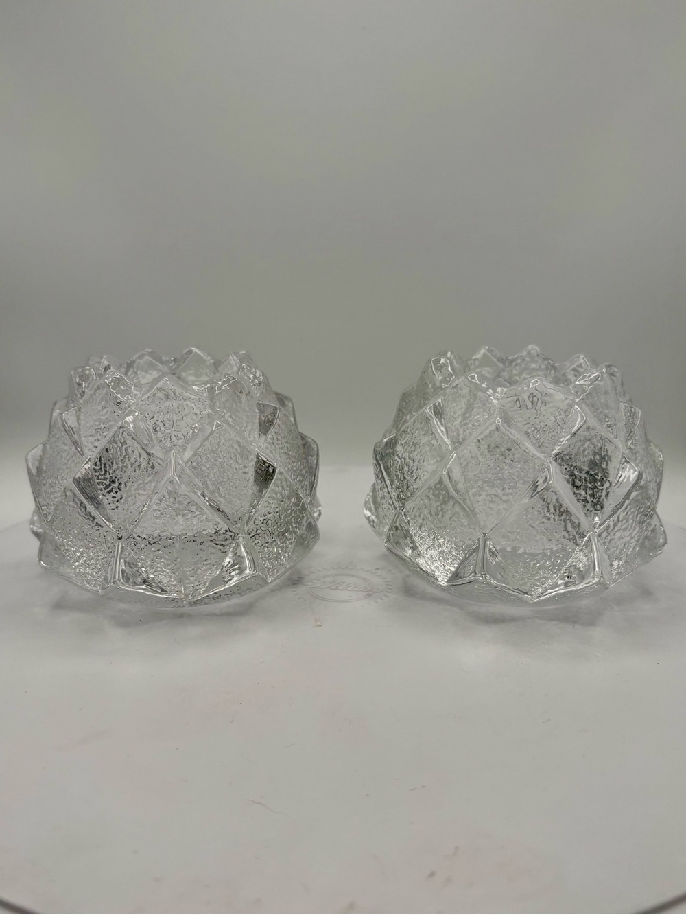ORREFORS Vintage 80s Nimbus Artichoke Crystal Heavy Glass Votive Candle Holder